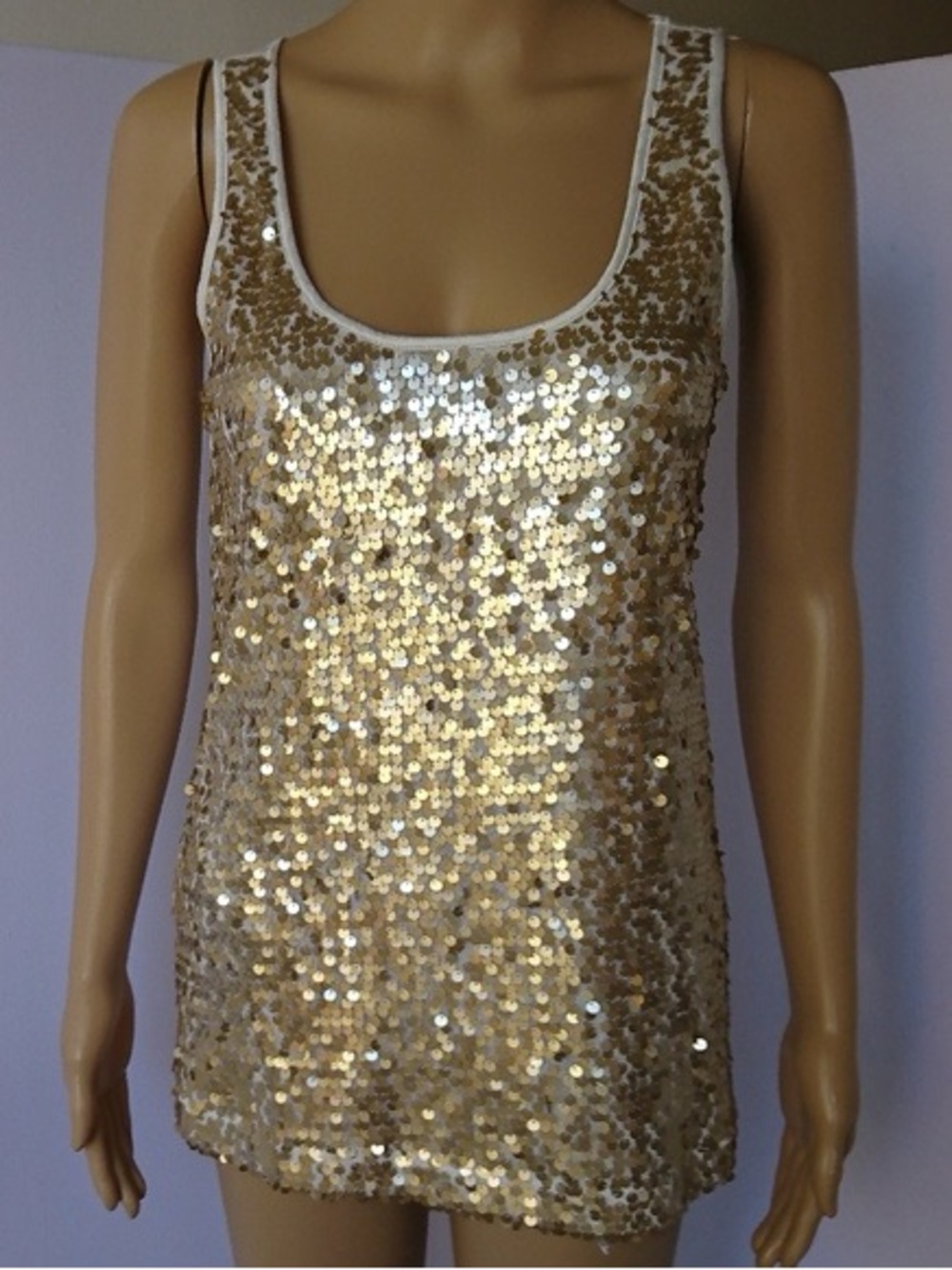 Express Gold Sequin Sleeveless Tank. Item by %¥# 11442